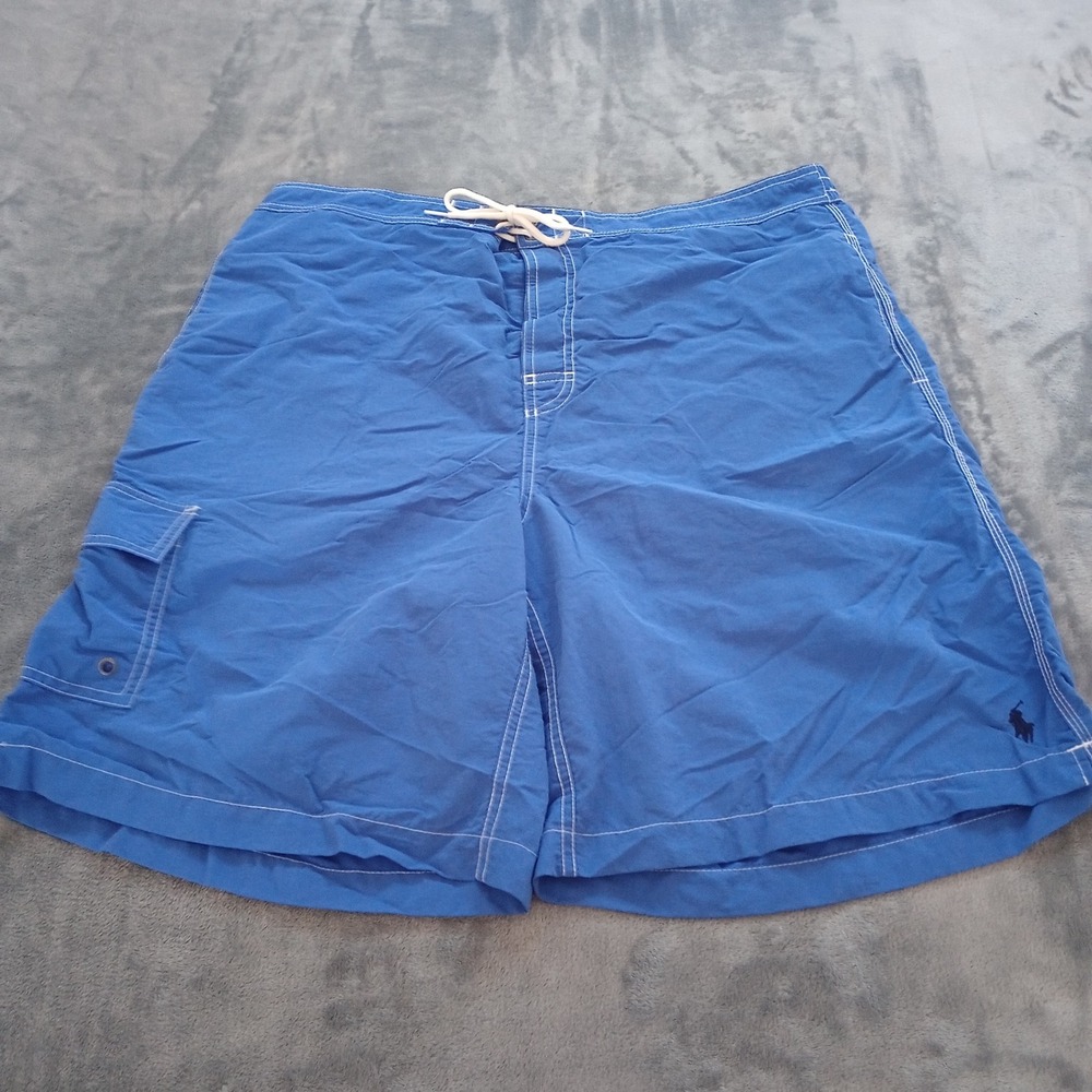 Polo Ralph Lauren Board Shorts Mens XXL Blue Cargo Pocket Drawstring Swim Preppy